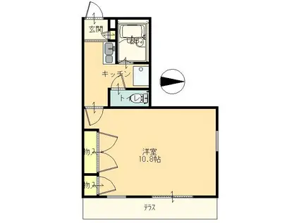 グランドゥール(1K/1階)の間取り写真