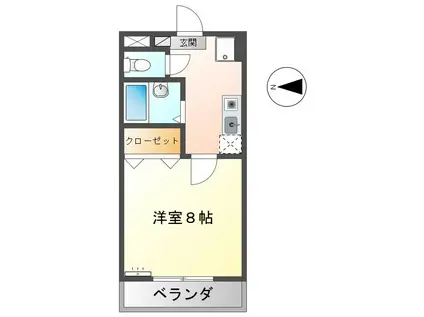 ハーベスト常入(1K/1階)の間取り写真