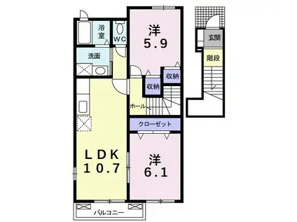 アルドール(2LDK/2階)の間取り写真