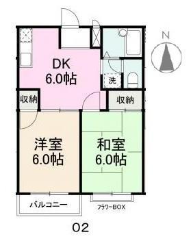 エルディム玉藻(2DK/2階)の間取り写真