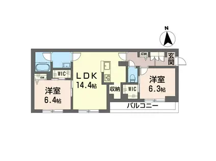 エクラシエ(2LDK/2階)の間取り写真