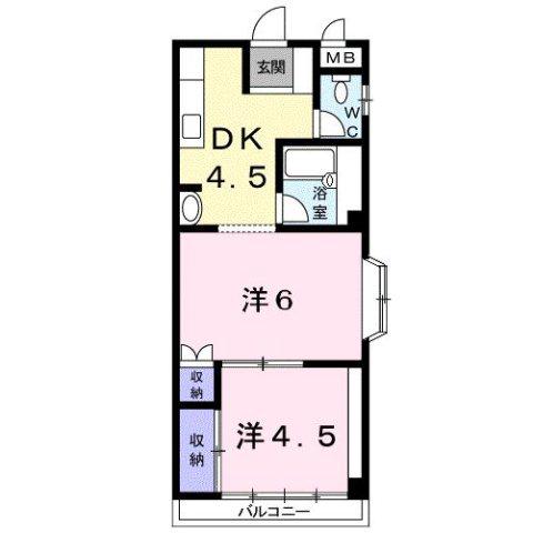 天野ビル(2DK/3階)の間取り写真
