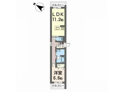 サンヴィアンテ長尾II(1LDK/2階)の間取り写真