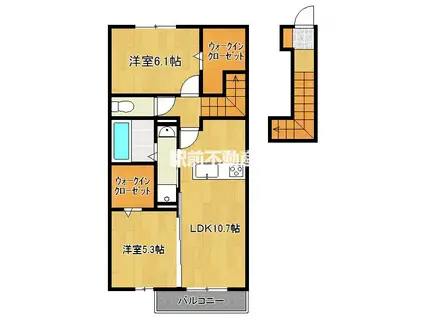 サンヒルズ鍋島駅前(2LDK/2階)の間取り写真
