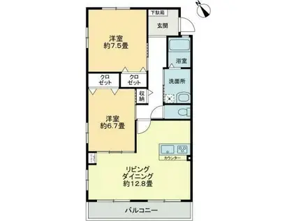 フォブール司II(2LDK/1階)の間取り写真