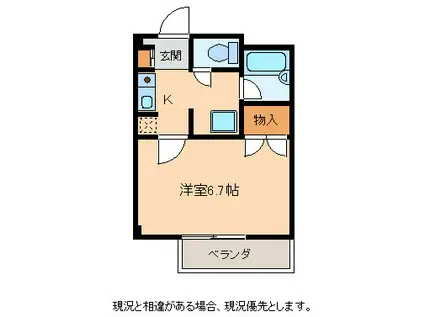 ハイツイズミ(1K/2階)の間取り写真