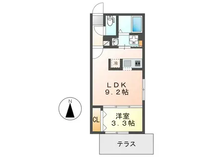 リーデンス今池(1LDK/1階)の間取り写真