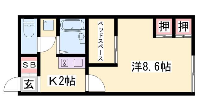 フレンドリーA(1K/1階)の間取り写真