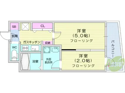 バリューⅢ(1K/6階)の間取り写真