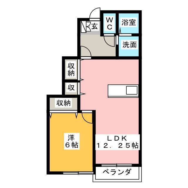 ヴェルデ・ルーチェ B棟(1LDK/1階)の間取り写真
