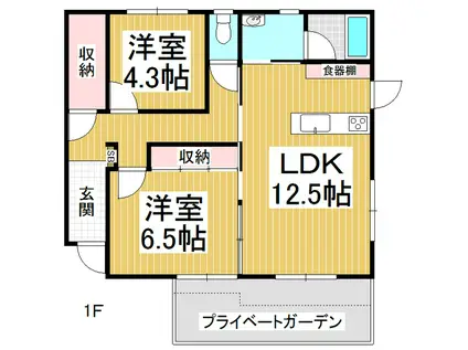 ナトゥーア西春近III(2LDK/1階)の間取り写真