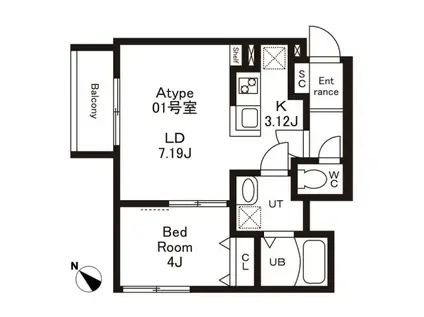 CHERIM南福岡V(1LDK/2階)の間取り写真