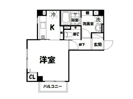 プラザ四天王(1K/6階)の間取り写真