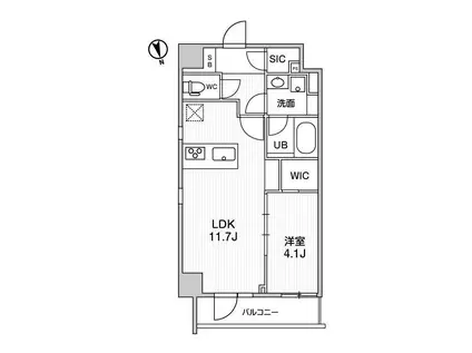 ALTERNA浅草(1LDK/6階)の間取り写真
