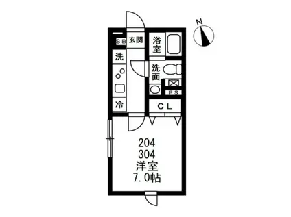 NOZOMIO祐天寺(1K/3階)の間取り写真