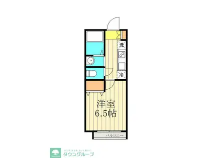 アーカスKVI(1K/1階)の間取り写真