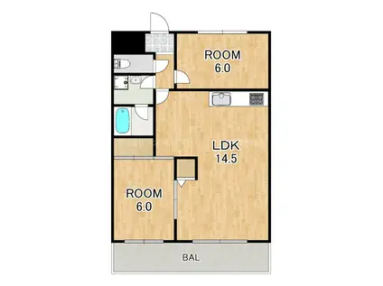 第36長栄ガーデンハイツヤマキ(2LDK/5階)の間取り写真