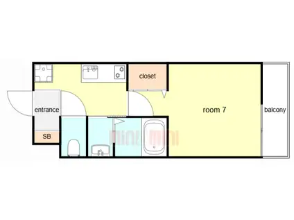 AILE南塚口V(1K/1階)の間取り写真