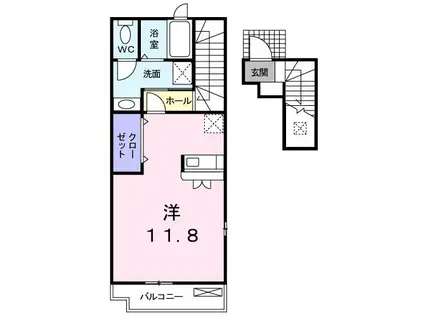 リバーサイド錦丘(ワンルーム/2階)の間取り写真