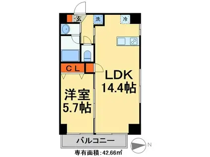 アークシティ松戸(1LDK/3階)の間取り写真