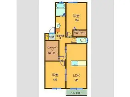 ガーデンコート出川C棟(2LDK/2階)の間取り写真