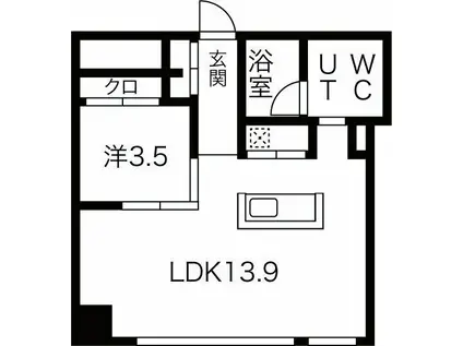 コレクション名駅III(1LDK/3階)の間取り写真
