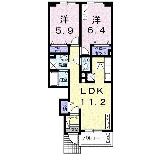シャン・ノール VII(2LDK/1階)の間取り写真