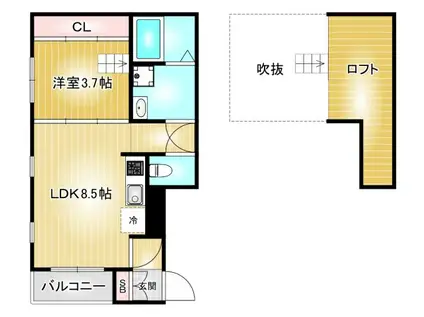 カーバンクル(1LDK/2階)の間取り写真