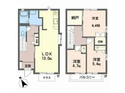 ツイン・アイリス(3LDK/1階)の間取り写真