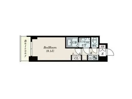 S-RESIDENCE阿波座ウエスト(1K/13階)の間取り写真