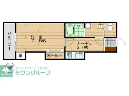 カサブランカ(1K/1階)の間取り写真