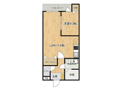 FUKUREA(1LDK/3階)の間取り写真