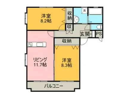 アーバンサウスII(2LDK/1階)の間取り写真