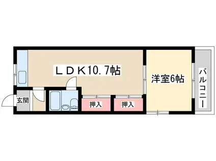 橋本第2総合ビル(1LDK/3階)の間取り写真