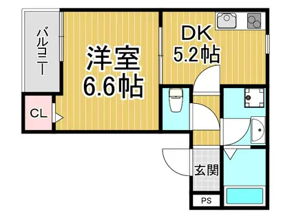 LA-CREA甲子園九番町(1DK/1階)の間取り写真