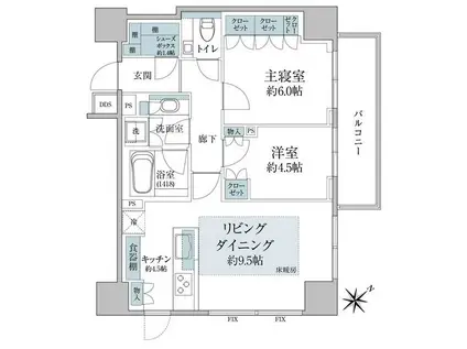 パークコート赤坂桜坂(2LDK/11階)の間取り写真