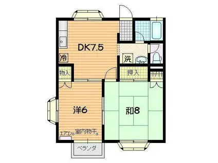 レジデンス下道(2DK/1階)の間取り写真