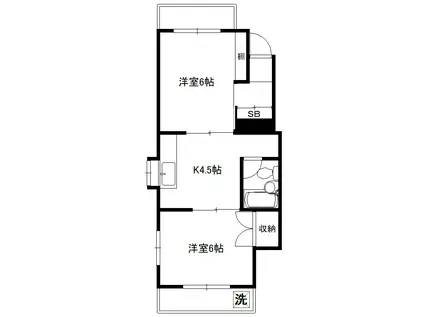 中島ハイツ(2K/3階)の間取り写真