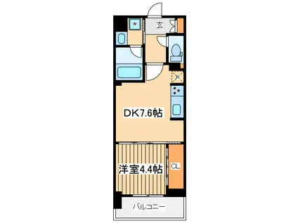 ビイルーム立川(1DK/12階)の間取り写真