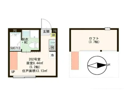 ハーモニーテラス北小岩XIV(ワンルーム/2階)の間取り写真