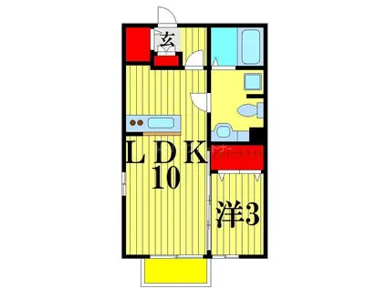 モナリエ水神前(1LDK/1階)の間取り写真
