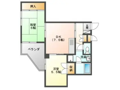 秀英ハイツ市川(2DK/2階)の間取り写真