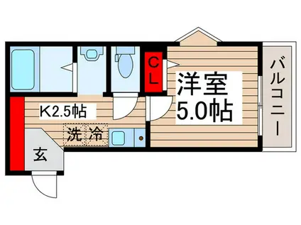 MELLAS新秋津(1K/2階)の間取り写真