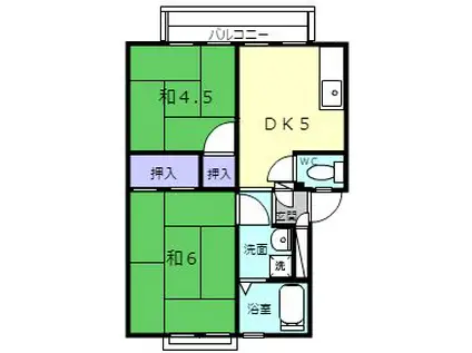 杉森アーバンハイツ B棟(2DK/2階)の間取り写真