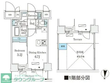 リテラス住吉(1DK/2階)の間取り写真