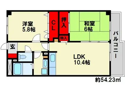 ソシアつつじヶ丘(2LDK/2階)の間取り写真