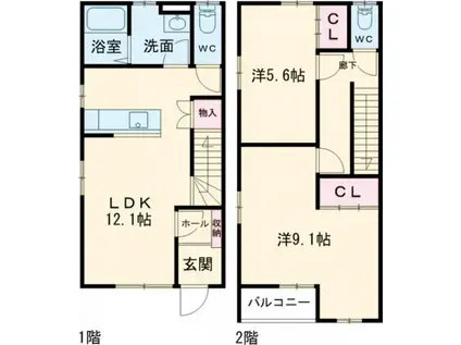 すまいる48番館(2LDK/1階)の間取り写真