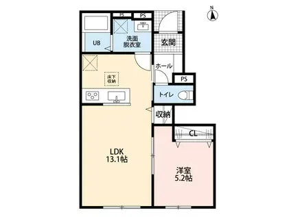 リーブルファイン松戸小金原(1LDK/1階)の間取り写真