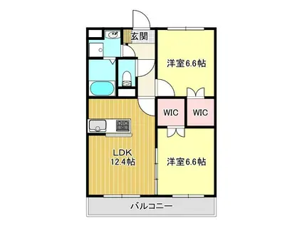 フォルテコート本郷町(2LDK/2階)の間取り写真