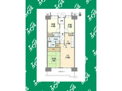 アーバンドエル八事石坂(3LDK/7階)の間取り写真
